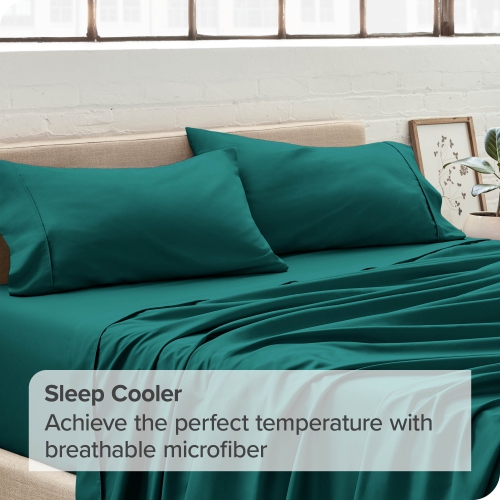 Bare Home Premium 1800 Ultra-Soft Microfiber Pillowcase Set - Double Brushed - Hypoallergenic - Wrinkle Resistant - King, Emerald