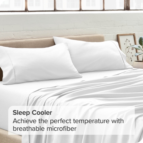 Bare Home Premium 1800 Ultra-Soft Microfiber Pillowcase Set - Double Brushed - Hypoallergenic - Wrinkle Resistant - Standard, White