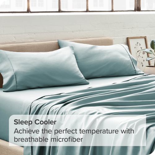 ENS. De taies d’oreiller en microfibre ultradouce 1800 de Bare Home - double brossé - Hypoallergénique - résistant aux plis - très grand lit, bleu