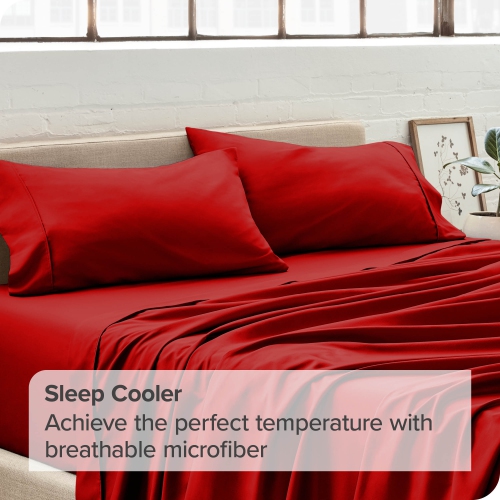 Bare Home Premium 1800 Ultra-Soft Microfiber Pillowcase Set - Double Brushed - Hypoallergenic - Wrinkle Resistant - King, Red