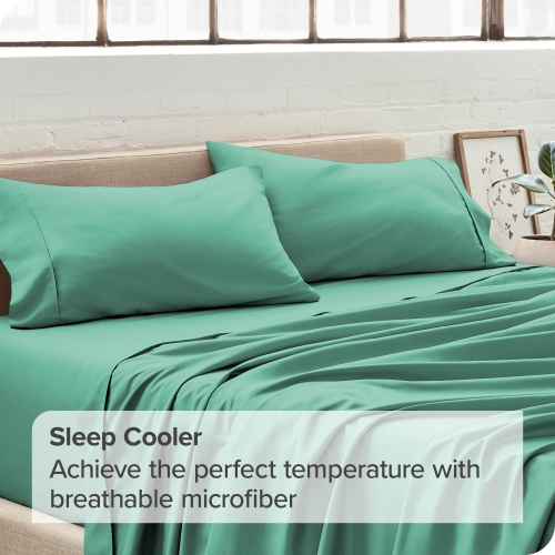 Bare Home Premium 1800 Ultra-Soft Microfiber Pillowcase Set - Double Brushed - Hypoallergenic - Wrinkle Resistant - King, Turquoise