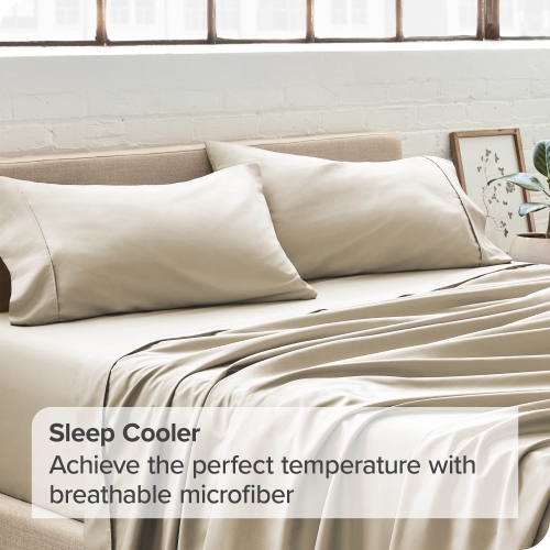 Bare Home Premium 1800 Ultra-Soft Microfiber Pillowcase Set - Double Brushed - Hypoallergenic - Wrinkle Resistant - King, Sand