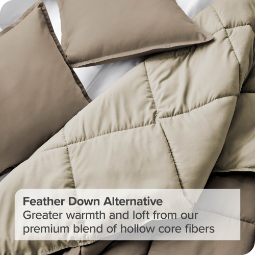Bare Home Reversible Comforter - Goose Down Alternative - Ultra-Soft - Premium 1800 Series - Hypoallergenic - Breathable - Twin/Twin XL, Taupe/Sand