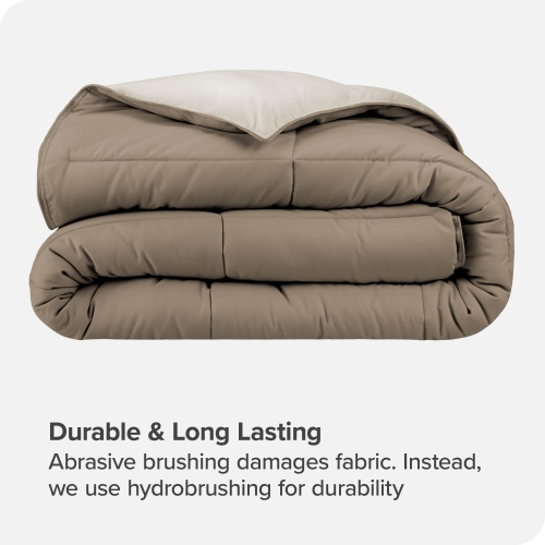 Bare Home Reversible Comforter - Goose Down Alternative - Ultra-Soft - Premium 1800 Series - Hypoallergenic - Breathable - Twin/Twin XL, Taupe/Sand