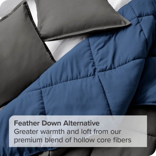 Bare Home Reversible Comforter - Goose Down Alternative - Ultra-Soft - Premium 1800 Series - Hypoallergenic - Breathable - Twin/Twin XL, Dark