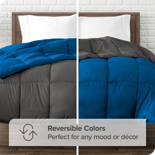 Bare Home Reversible Comforter - Goose Down Alternative - Ultra-Soft - Premium 1800 Series - Hypoallergenic - Breathable - Twin/Twin XL, Grey/Medium