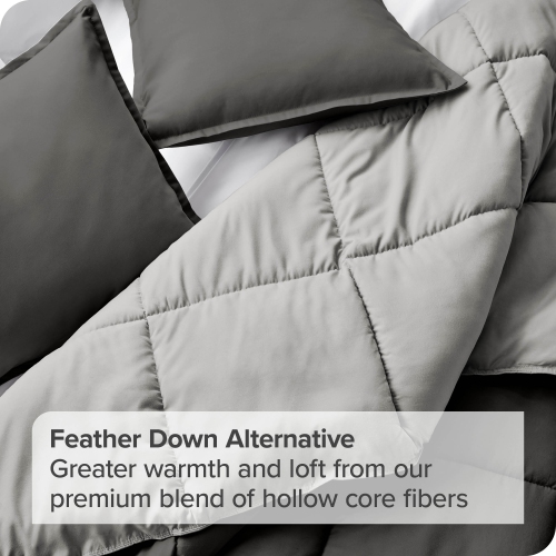Bare Home Reversible Comforter - Goose Down Alternative - Ultra-Soft - Premium 1800 Series - Hypoallergenic - Breathable - Twin/Twin XL, Grey/Light