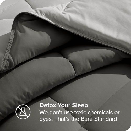 Bare Home Reversible Comforter - Goose Down Alternative - Ultra-Soft - Premium 1800 Series - Hypoallergenic - Breathable - Twin/Twin XL, Grey/Light