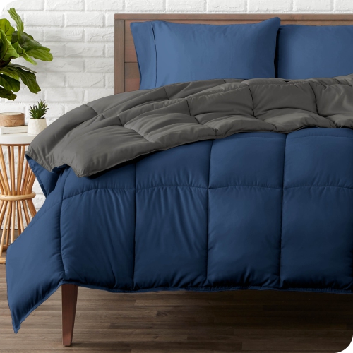 BARE HOME  Reversible Comforter - Goose Down Alternative - Ultra-Soft - Premium 1800 Series - Hypoallergenic - Breathable - Oversized King, Dark