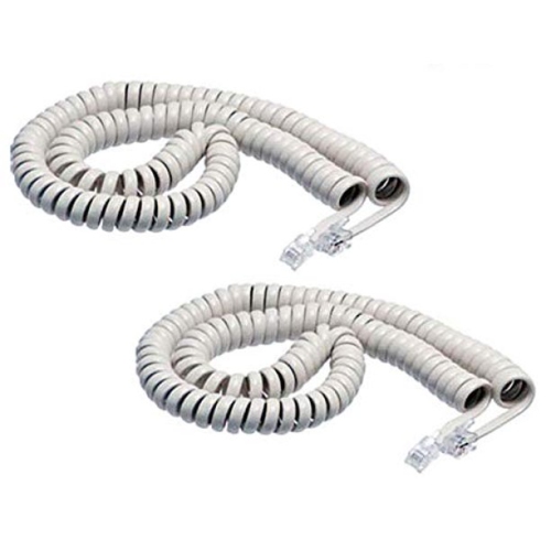 iMBAPrice White Coiled Telephone Phone Handset Cable Cord, Coiled Length 3 to 12 feet Uncoiled (Value Pack)