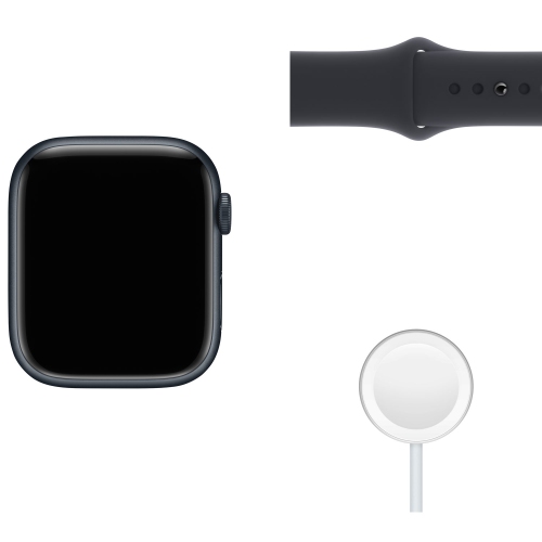 Apple Watch Series 7 45 mm avec boîtier en aluminium minuit et bracelet sport minuit - BO