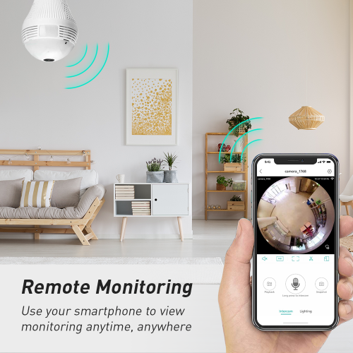 NIERBO Light Bulb Camera, 360 Panoramic Full HD 1080P Home Camera, 2.4GHz WiFi Camera, Dome Surveillance Cameras, Home Baby, Pet Monitor