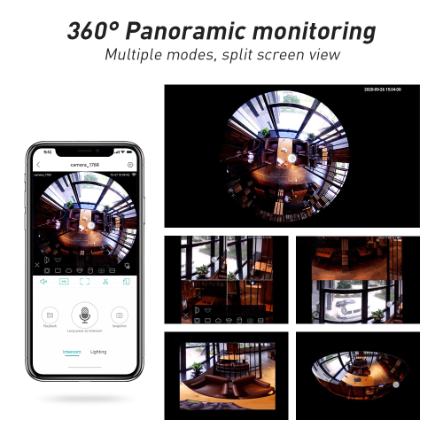 NIERBO Light Bulb Camera, 360 Panoramic Full HD 1080P Home Camera, 2.4GHz WiFi Camera, Dome Surveillance Cameras, Home Baby, Pet Monitor