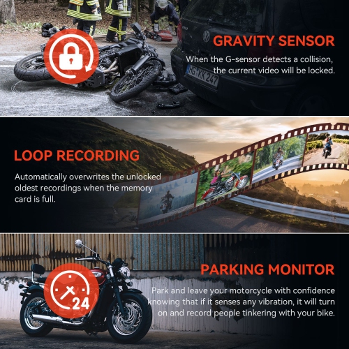 Rexing MTC1 Dual Channel 1080P Motorcycle Dash Cam with Wi-Fi & GPS - Black