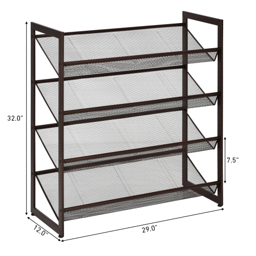 Topbuy Iron Shoe Shelf 2/3/4-Tier Space Saving Layered Shoes Shelving Shoes Storage Organizer