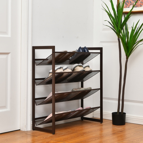Topbuy Iron Shoe Shelf 2/3/4-Tier Space Saving Layered Shoes Shelving Shoes Storage Organizer