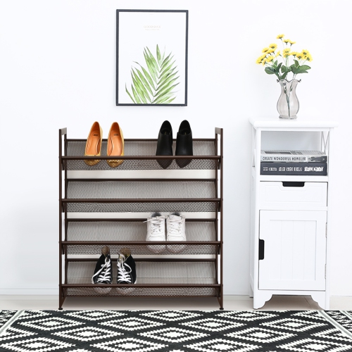 Topbuy Iron Shoe Shelf 2/3/4-Tier Space Saving Layered Shoes Shelving Shoes Storage Organizer