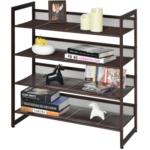 Topbuy Iron Shoe Shelf 2/3/4-Tier Space Saving Layered Shoes Shelving Shoes Storage Organizer