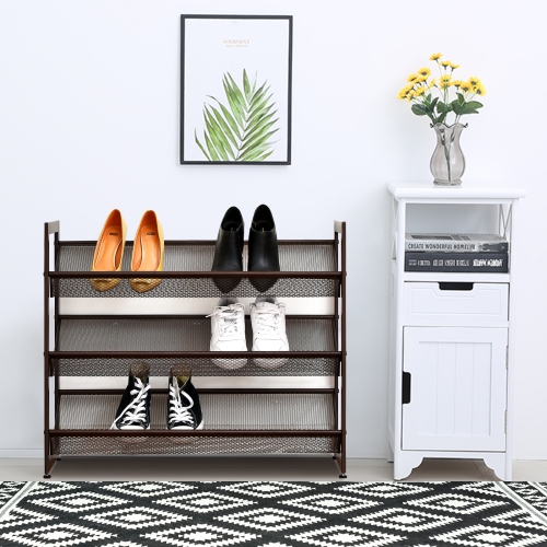 Topbuy Iron Shoe Shelf 2/3/4-Tier Space Saving Layered Shoes Shelving Shoes Storage Organizer