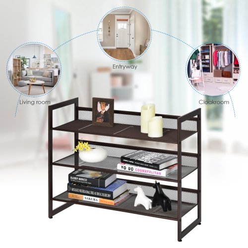 Topbuy Iron Shoe Shelf 2/3/4-Tier Space Saving Layered Shoes Shelving Shoes Storage Organizer