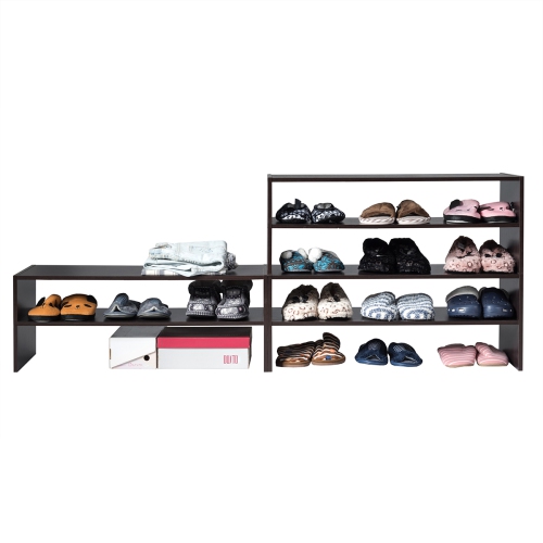 Topbuy 2-tier Stackable Shoe Rack 31" Width Organizer Shelf Set of 3 Tan