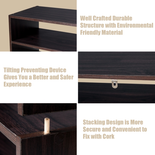 Topbuy 2-tier Stackable Shoe Rack 31" Width Organizer Shelf Set of 3 Tan