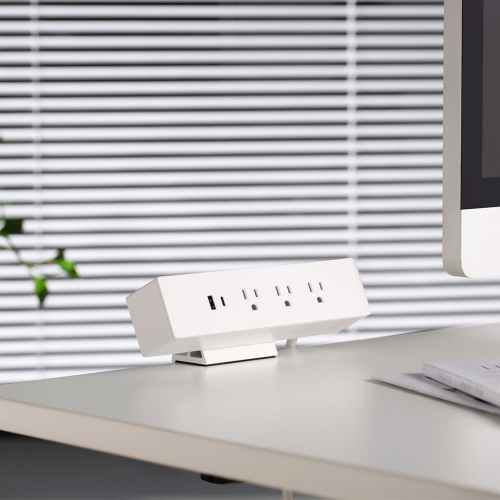 MotionGrey Desk Clamp Power Strip, Desktop Mount Surge Protector, Desk Clamp Power Bar, USB C Port,3 Outlets, 6FT Flat Plug for Home and Office