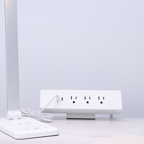 MotionGrey Desk Clamp Power Strip, Desktop Mount Surge Protector, Desk Clamp Power Bar, USB C Port,3 Outlets, 6FT Flat Plug for Home and Office