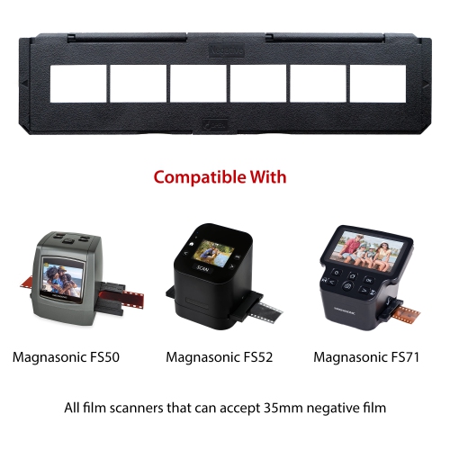 Magnasonic Long Tray Negative Film Holder for 35mm Compatible Film Scanners, Holds 6 Frames, Easy to Use - Set of 3