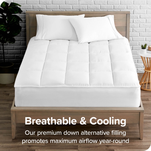 Couvre-matelas à plateau-coussin de Bare Home - solution de rechange en duvet d’oie de première qualité - surmatelas en micropeluche trop rempli -