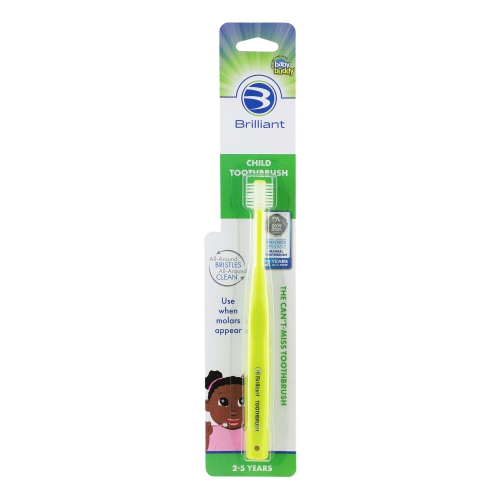 Brilliant Child Toothbrush by Baby Buddy, Ages 2-5 Years, Round Head, Bristles Clean All-Around Mouth