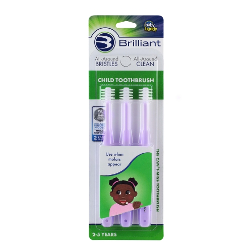 Brosse à dents brillante pour enfants Baby Buddy, 2-5 ans, tête ronde, soies nettoyant la bouche tout autour