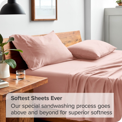 Bare Home Sandwashed Sheet Set - Premium 1800 Ultra-Soft Microfiber Bed Sheets - Double Brushed - Hypoallergenic - Stain Resistant