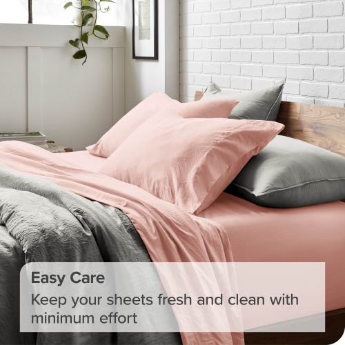 Bare Home Sandwashed Sheet Set - Premium 1800 Ultra-Soft Microfiber Bed Sheets - Double Brushed - Hypoallergenic - Stain Resistant