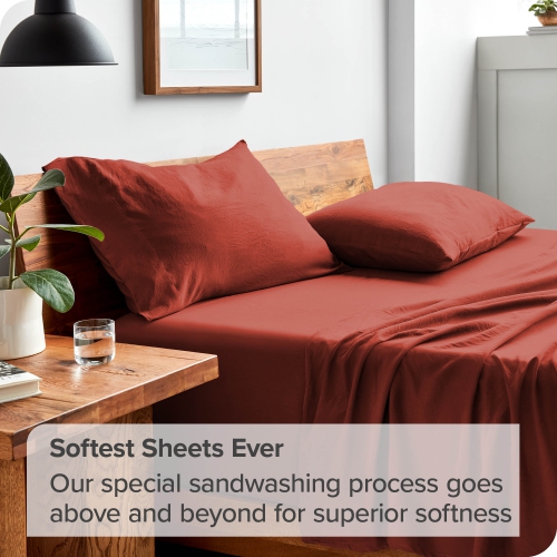 Bare Home Sandwashed Sheet Set - Premium 1800 Ultra-Soft Microfiber Bed Sheets - Double Brushed - Hypoallergenic - Stain Resistant