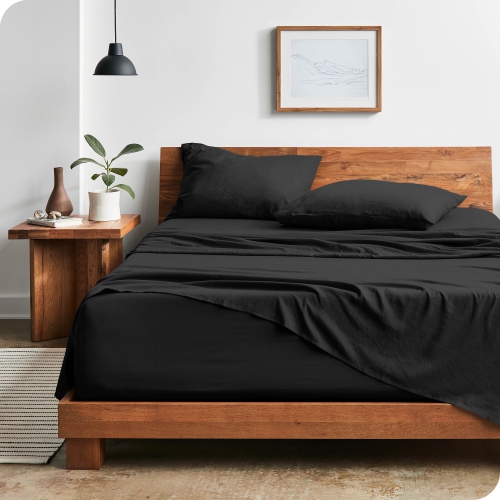 BARE HOME  Sandwashed Sheet Set - Premium 1800 Ultra-Soft Microfiber Bed Sheets - Double Brushed - Hypoallergenic - Stain Resistant (Sandwash Black