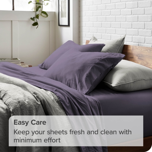 Bare Home Sandwashed Sheet Set - Premium 1800 Ultra-Soft Microfiber Bed Sheets - Double Brushed - Hypoallergenic - Stain Resistant