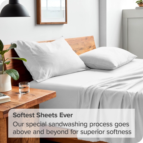 Bare Home Sandwashed Sheet Set - Premium 1800 Ultra-Soft Microfiber Bed Sheets - Double Brushed - Hypoallergenic - Stain Resistant