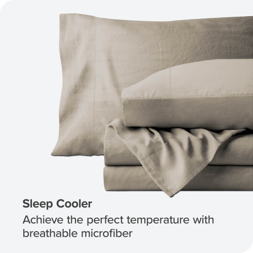 Bare Home Sandwashed Sheet Set - Premium 1800 Ultra-Soft Microfiber Bed Sheets - Double Brushed - Hypoallergenic - Stain Resistant