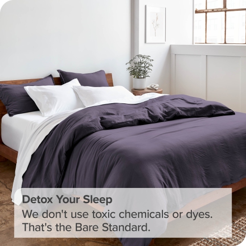 Bare Home Washed Duvet Cover and Sham Set - Premium 1800 Ultra-Soft Brushed Microfiber - Hypoallergenic, Stain Resistant - Full, Dusty Purple