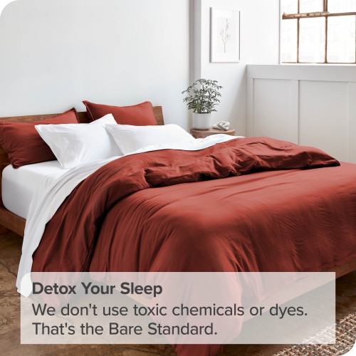 Bare Home Washed Duvet Cover and Sham Set - Premium 1800 Ultra-Soft Brushed Microfiber - Hypoallergenic, Stain Resistant - Twin/Twin XL, Rosewood