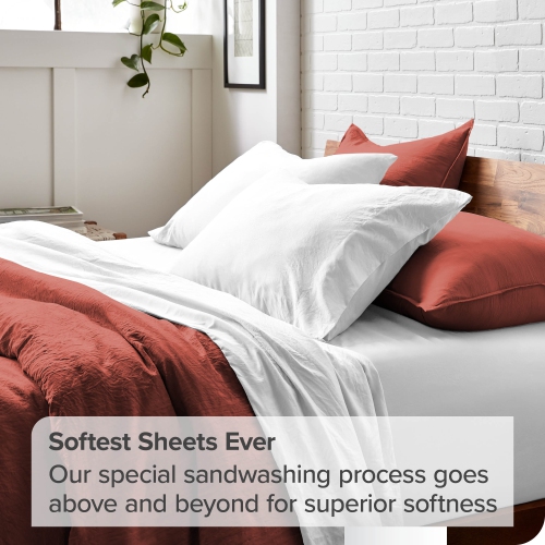 Bare Home Washed Duvet Cover and Sham Set - Premium 1800 Ultra-Soft Brushed Microfiber - Hypoallergenic, Stain Resistant - Twin/Twin XL, Rosewood