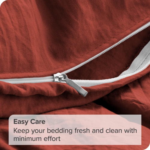 Bare Home Washed Duvet Cover and Sham Set - Premium 1800 Ultra-Soft Brushed Microfiber - Hypoallergenic, Stain Resistant - Twin/Twin XL, Rosewood