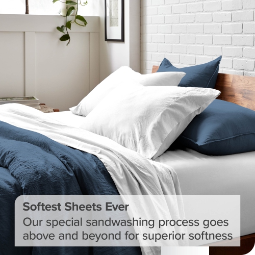 Bare Home Washed Duvet Cover and Sham Set - Premium 1800 Ultra-Soft Brushed Microfiber - Hypoallergenic, Stain Resistant - King/California King,