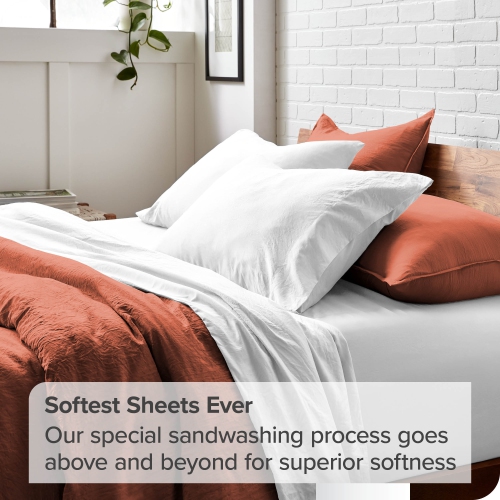 Bare Home Washed Duvet Cover and Sham Set - Premium 1800 Ultra-Soft Brushed Microfiber - Hypoallergenic, Stain Resistant - Twin/Twin XL, Dusty Rose