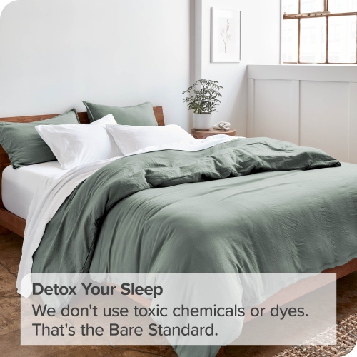 Bare Home Washed Duvet Cover and Sham Set - Premium 1800 Ultra-Soft Brushed Microfiber - Hypoallergenic, Stain Resistant - King/California King, Slate