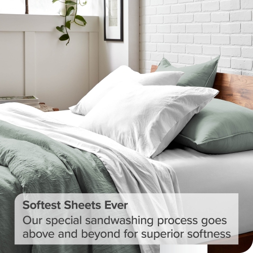 Bare Home Washed Duvet Cover and Sham Set - Premium 1800 Ultra-Soft Brushed Microfiber - Hypoallergenic, Stain Resistant - King/California King, Slate