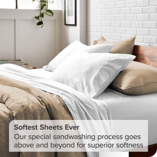 Bare Home Washed Duvet Cover and Sham Set - Premium 1800 Ultra-Soft Brushed Microfiber - Hypoallergenic, Stain Resistant - Twin/Twin XL, Pebble