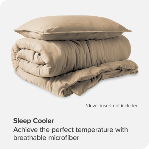 Bare Home Washed Duvet Cover and Sham Set - Premium 1800 Ultra-Soft Brushed Microfiber - Hypoallergenic, Stain Resistant - Twin/Twin XL, Pebble