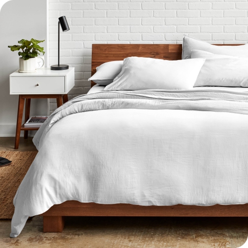 Bare Home Washed Duvet Cover And Sham, Oversized Queen Duvet Cover White